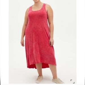 Torrid Mineral Wash Coral Red Maxi Original Super Soft High Low Dress 1X…